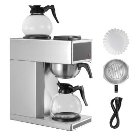 Commercial 12 Cup Drip Coffee Maker with 2 Glass Carafes