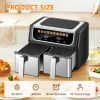 Dual Basket Air Fryer Oven Digital Control Clear View Window