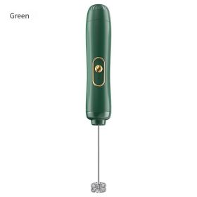 Handheld Electric Milk Frother Coffee Foam Maker Whisk (Color: Green)