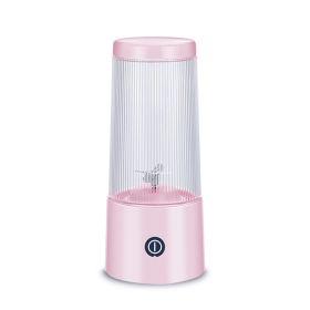 350ml Portable Electric Juicer Blender USB Rechargeable 4 Blades (Color: Pink)
