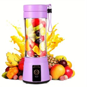 380ml Portable Blender USB Rechargeable for Smoothies and Shakes (Color: Purple)