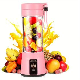 380ml Portable Blender USB Rechargeable for Smoothies and Shakes (Color: Pink)