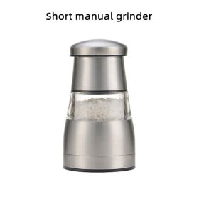 Manual Pepper Mill Stainless Steel Adjustable Spice Grinder (Color: Short)