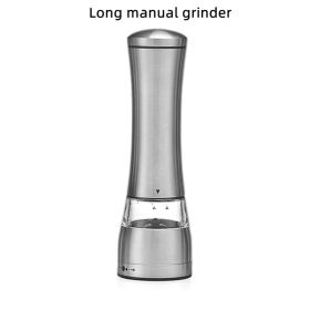 Manual Pepper Mill Stainless Steel Adjustable Spice Grinder (Color: Long)