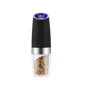 Electric Salt and Pepper Grinder Set Stainless Steel Gravity Mill (Color: 1pcs Black)