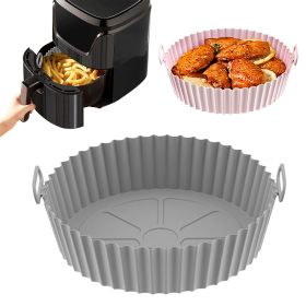 Air Fryer Silicone Pot Reusable Liner Basket Food Safe Accessory (Color: Pink + Gray)