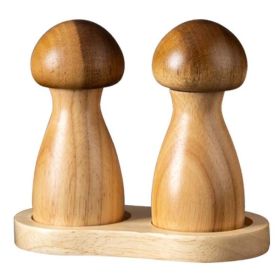 Mushroom Pepper Grinder Wooden Kitchen Spice Mill (type: Double+Base, Color: Natural)