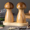 Mushroom Pepper Grinder Wooden Kitchen Spice Mill