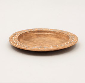 Handcrafted 13 Inch Wood Charger Plate Wooden Placemat (Color: Brown)